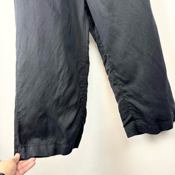 7 For All Mankind Black Off the Shoulder Cropped Leg Tencel Linen Jumpsuit Sz S - Picture 5 of 12